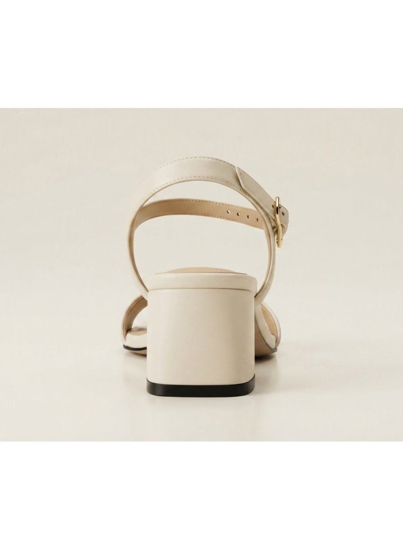Women's sandals with a wide heel, decorated with a colorful crystal-embroidered front strap. - Image 3