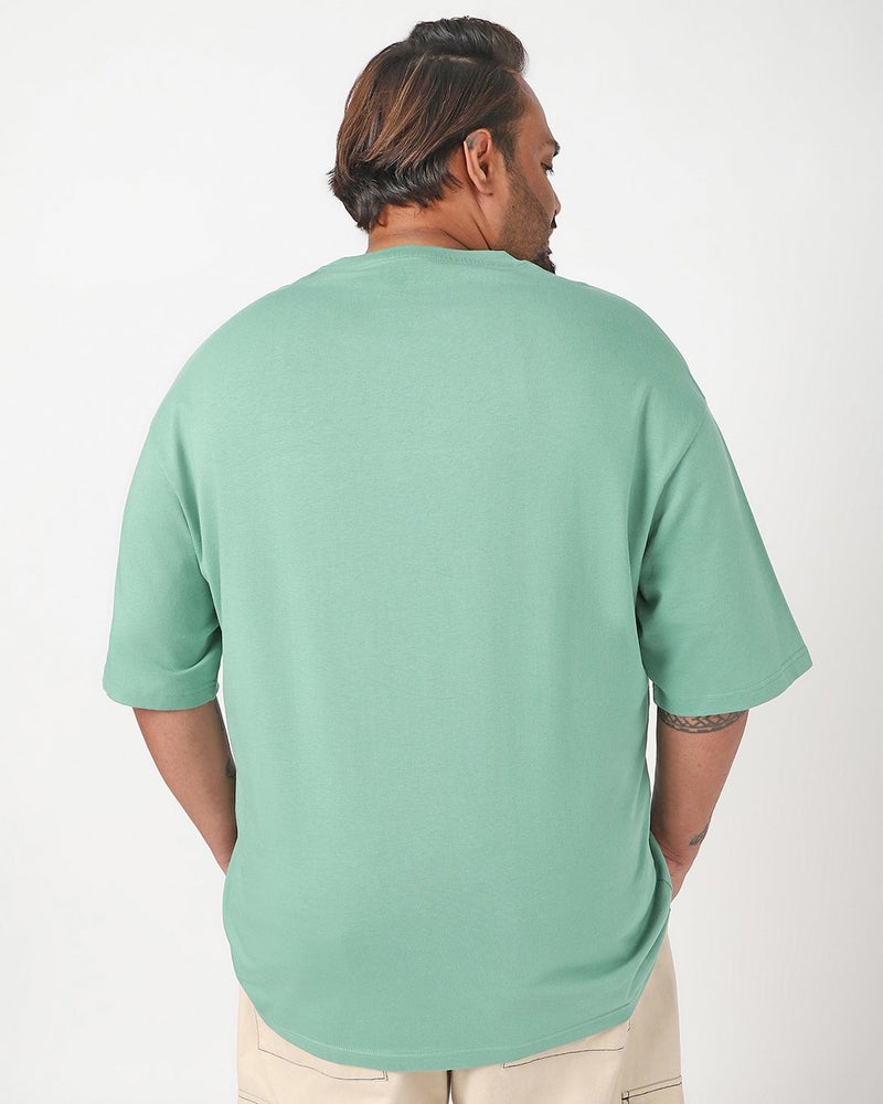 bewakoof Men's Granite Green Oversized Plus Size T-shirt - Image 4