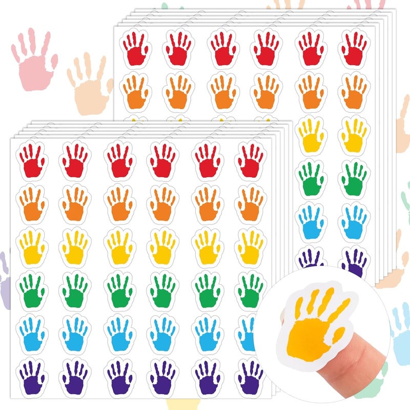Whaline 720Pcs Colorful Handprint Stickers Back to School Rainbow Colors Self-Adhesive Label Decals for Greeting Invitation Cards Envelope Gift Wrapping Supplies, 6 Colors - Image 1