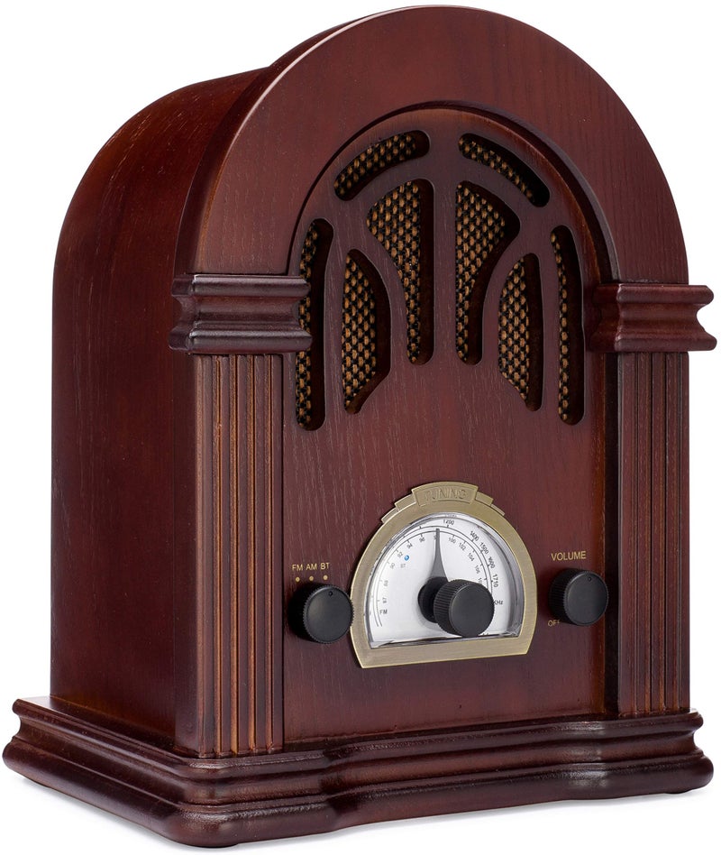 ClearClick Retro AM/FM Radio with Bluetooth - Classic Wooden Vintage Retro Style Speaker - Image 1