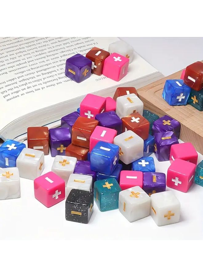 بrown 10 قطعة نرد أكريليك 16 ملم 6 جوانب مع رموز الجمع والطرح الرياضية - Image 4