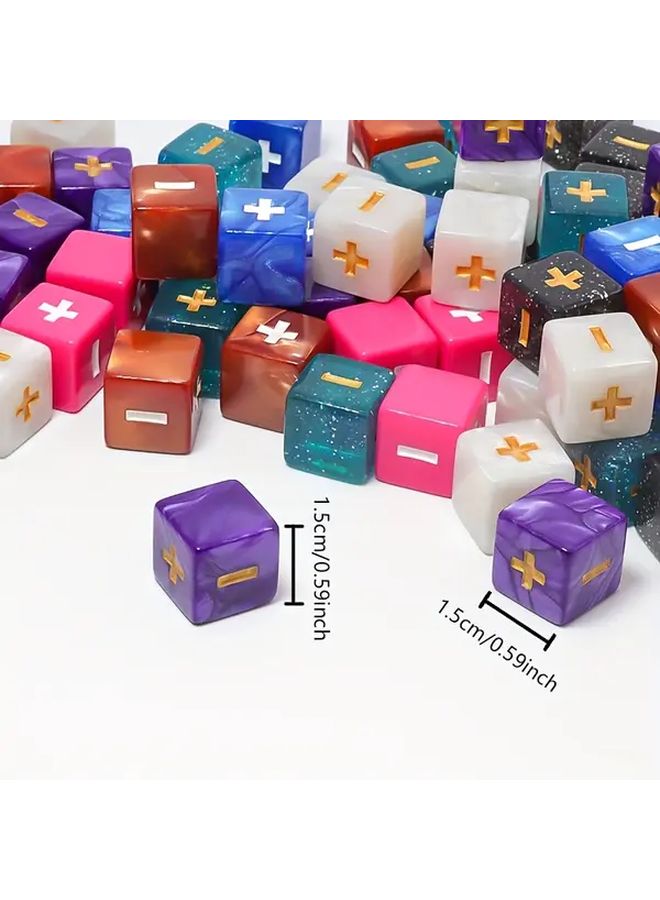 بrown 10 قطعة نرد أكريليك 16 ملم 6 جوانب مع رموز الجمع والطرح الرياضية - Image 5