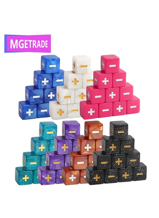 بrown 10 قطعة نرد أكريليك 16 ملم 6 جوانب مع رموز الجمع والطرح الرياضية - Image 2