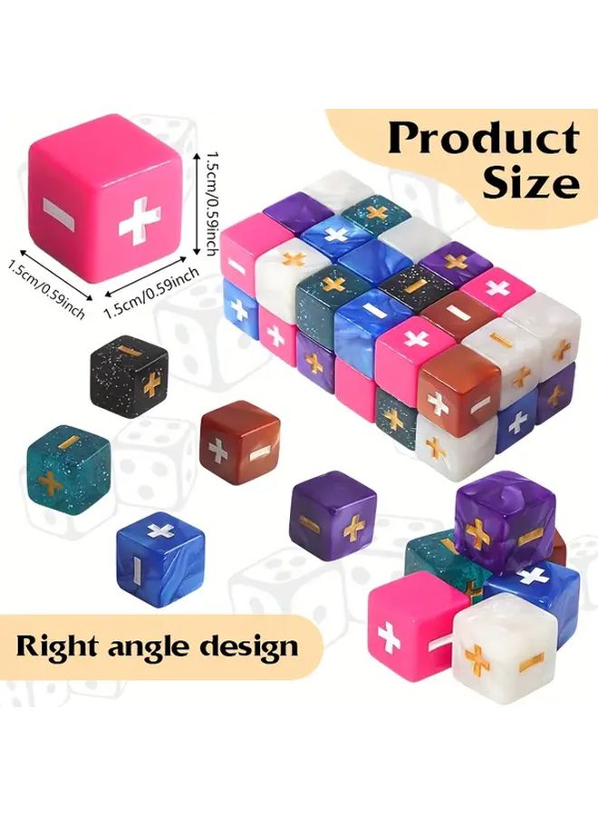 بrown 10 قطعة نرد أكريليك 16 ملم 6 جوانب مع رموز الجمع والطرح الرياضية - Image 3