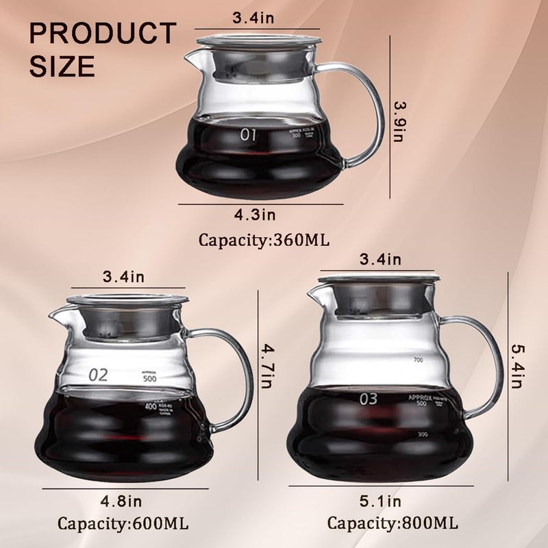 COFISUKI Glass Coffee Server for Drip Coffee Maker, Standard Glass Coffee Carafe, Coffee Pot with Lid, Clear, 02 600ml(20oz) - Image 4