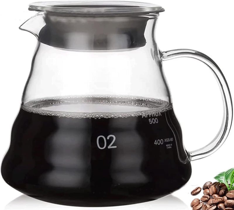 COFISUKI Glass Coffee Server for Drip Coffee Maker, Standard Glass Coffee Carafe, Coffee Pot with Lid, Clear, 02 600ml(20oz) - Image 1