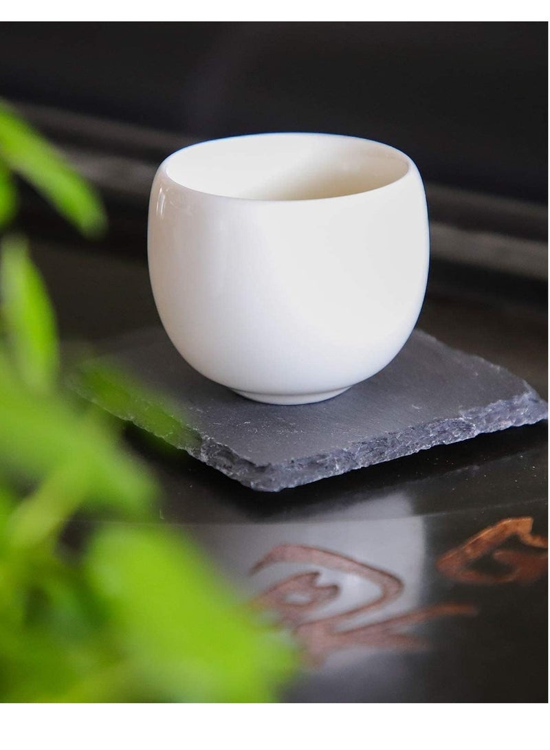 1 تشيس طقم قواعد أكواب من الحجر الطبيعي من 6 قطع - قواعد أكواب مربعة رمادية داكنة مقاس 10×10 سم مع حافة خشنة، أدوات مائدة ريفية للقهوة والشاي والبيرة وديكور المنزل - Image 4