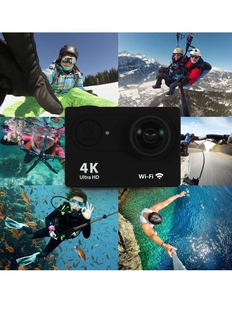 AROAQ 4K Action Camera, 1080p Wifi Multifunctional Underwater Waterproof Camera, Remote Control Ultra HD Video Camera, Rechargeable Helmet Video Recording Camera For Vlogging, (1pc, Black) - Image 5