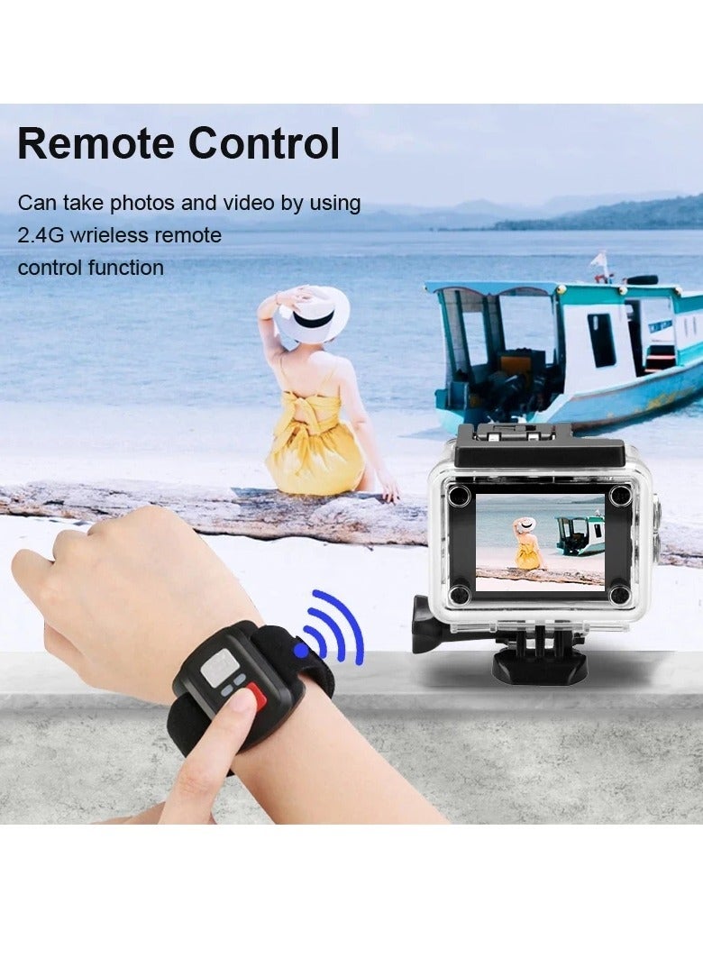 AROAQ 4K Action Camera, 1080p Wifi Multifunctional Underwater Waterproof Camera, Remote Control Ultra HD Video Camera, Rechargeable Helmet Video Recording Camera For Vlogging, (1pc, Black) - Image 4