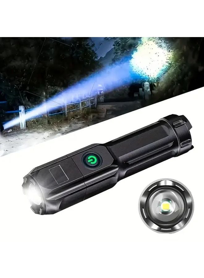 1pc Portable USB Rechargeable Zoomable LED Flashlight for Camping Hiking Outdoor Emergency - Image 2