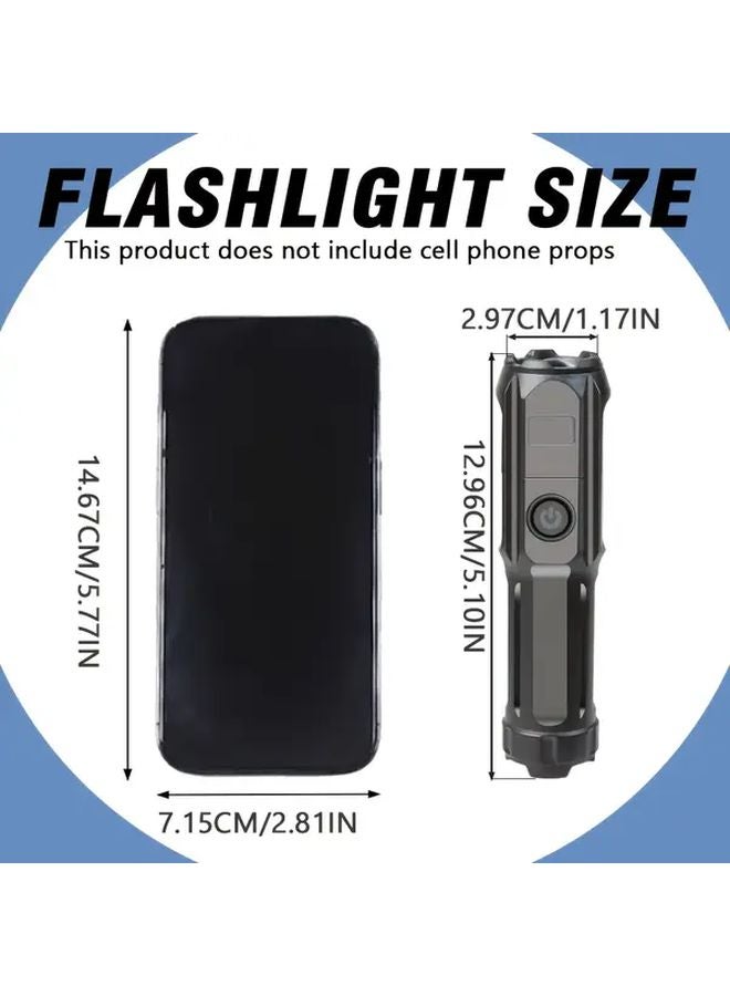 1pc Portable USB Rechargeable Zoomable LED Flashlight for Camping Hiking Outdoor Emergency - Image 4