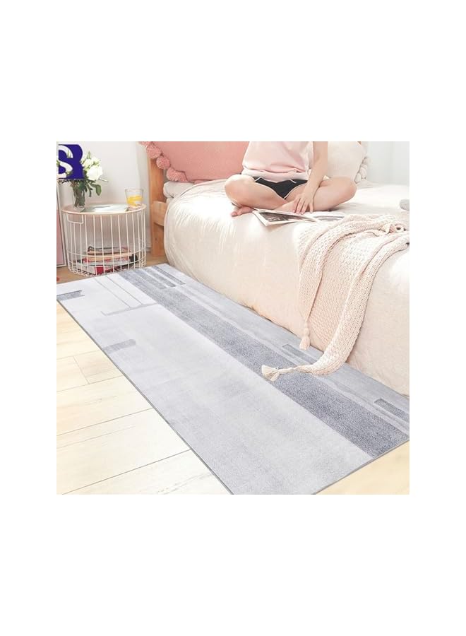 The Bros Carpet Runner Rug for Hallway Runner Carpet Non Slip Washable Soft Hallway Rug Long Modern Abstract Low Pile Runner Rug for Bedroom Kitchen Home Decor (Grey/Light Blue, 60 x 120 cm) - Image 4