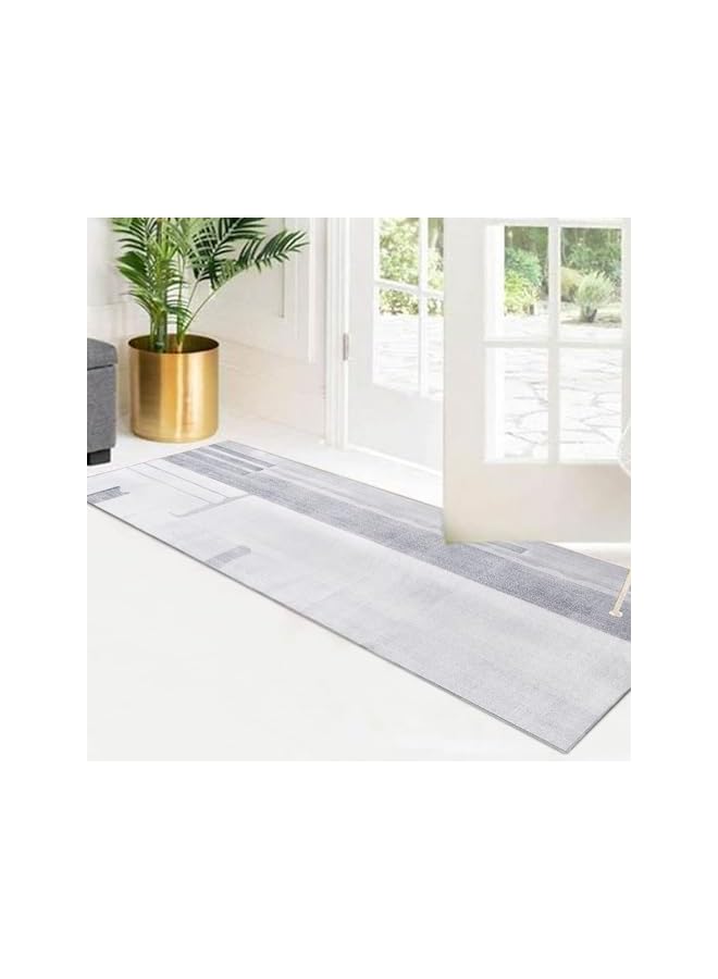 The Bros Carpet Runner Rug for Hallway Runner Carpet Non Slip Washable Soft Hallway Rug Long Modern Abstract Low Pile Runner Rug for Bedroom Kitchen Home Decor (Grey/Light Blue, 60 x 120 cm) - Image 3