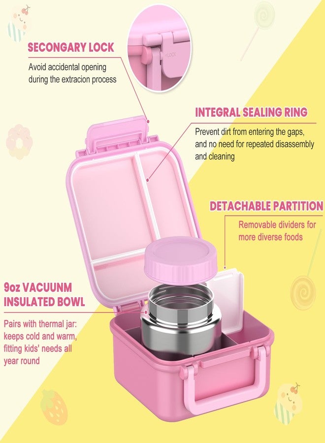 JOOPETALK Bento Lunch Box for Kids with 9oz Thermo, Leak-proof Lunch Containers with 3 Compartments,Kids-friendly Size,Durable/Dishwasher Safe Lunch Box for School Outdoors-Pink - Image 4