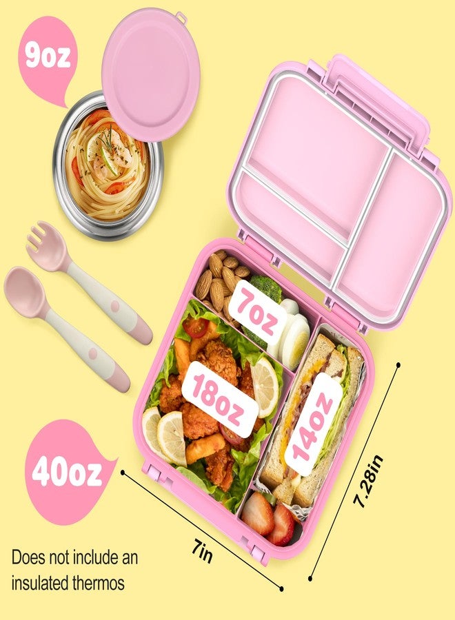 JOOPETALK Bento Lunch Box for Kids with 9oz Thermo, Leak-proof Lunch Containers with 3 Compartments,Kids-friendly Size,Durable/Dishwasher Safe Lunch Box for School Outdoors-Pink - Image 5