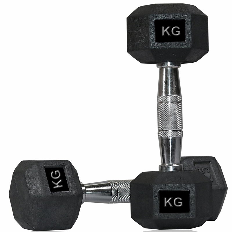 Protoner Hex Dumbbells with Rubber Coating, Standard Weights in Kg, Professional Quality (5 kg (2.5kg+2.5kg)) - Image 4