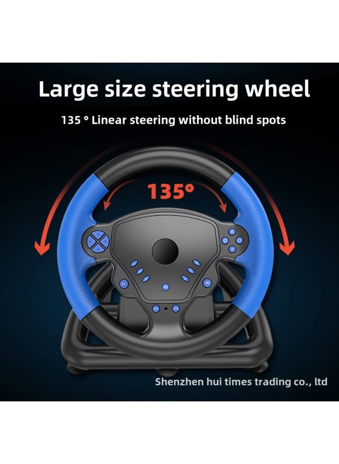 Generic - Game Steering Wheel Racing Simulation Steering Wheel With Pedal Vibration For PS3/PS4 Computer/Android System-Product Color:4-in-1 Gaming Steering Wheel Black + Red - Image 1