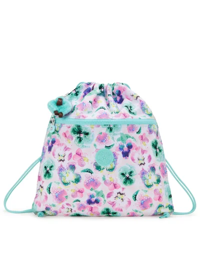 kipling Supertaboo Medium backpack (with drawstring)Aqua Blossom -I56377EC