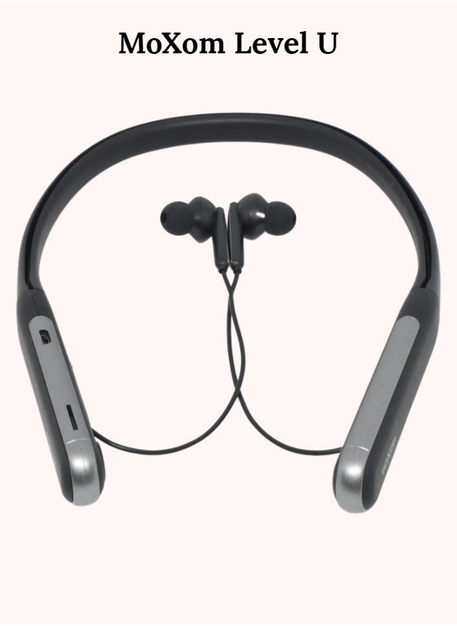 MOXOM Wireless Bluetooth 5.0 in Ear Neckband Earphones with Mic Black  - Image 1