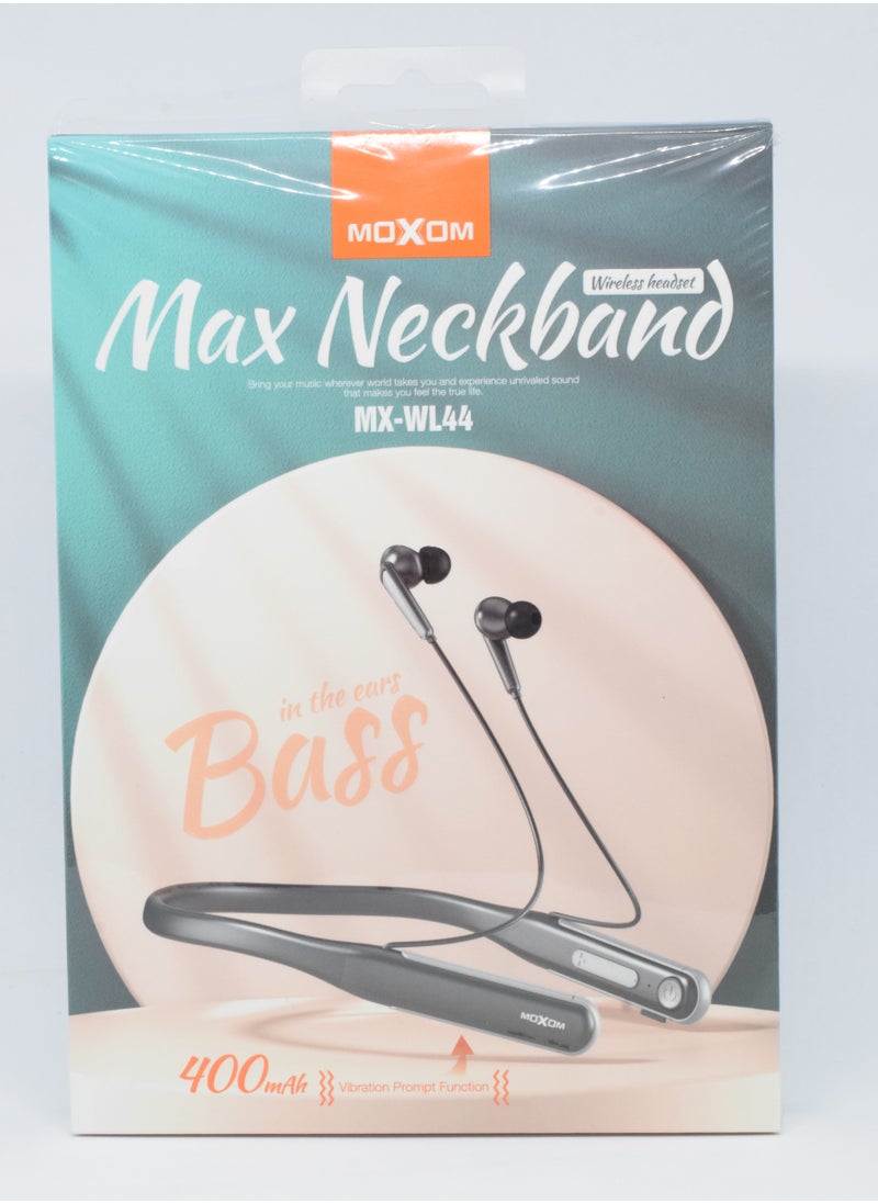 MOXOM Wireless Bluetooth 5.0 in Ear Neckband Earphones with Mic Black  - Image 5