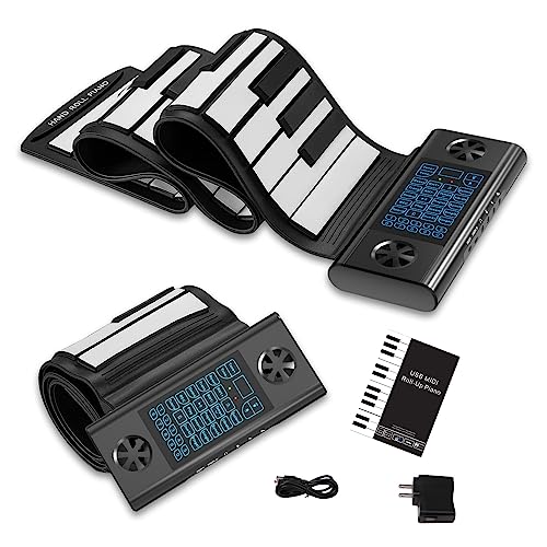 KONIX 61 Keys Roll Up Piano, Upgraded Hand Roll Portable Piano for Beginner with Bluetooth/MIDI,Environmental Silicone Roll Out Piano Keyboard, Best Christmas Birthday Gift - Image 1