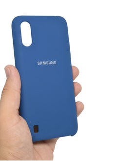 Logo Silicone Protective Cover for Samsung Galaxy A01 Slim Stylish Case with Inside Microfiber Lining  - Image 3