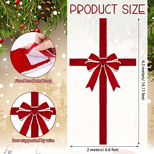 Xinnun Christmas Cabinet Ribbons Bows Large Door Ribbon Red Kitchen Decorations Above Cabinets Christmas Wreath Bow Festival Wrapping Decorations for Christmas Tree Home Front Door Fireplace Party Supplies - Image 3