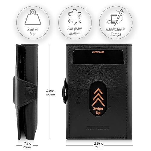 TRUSADOR Unisex Toscana AirTag Holder Leather Wallets AirTag Holder Black - Image 3