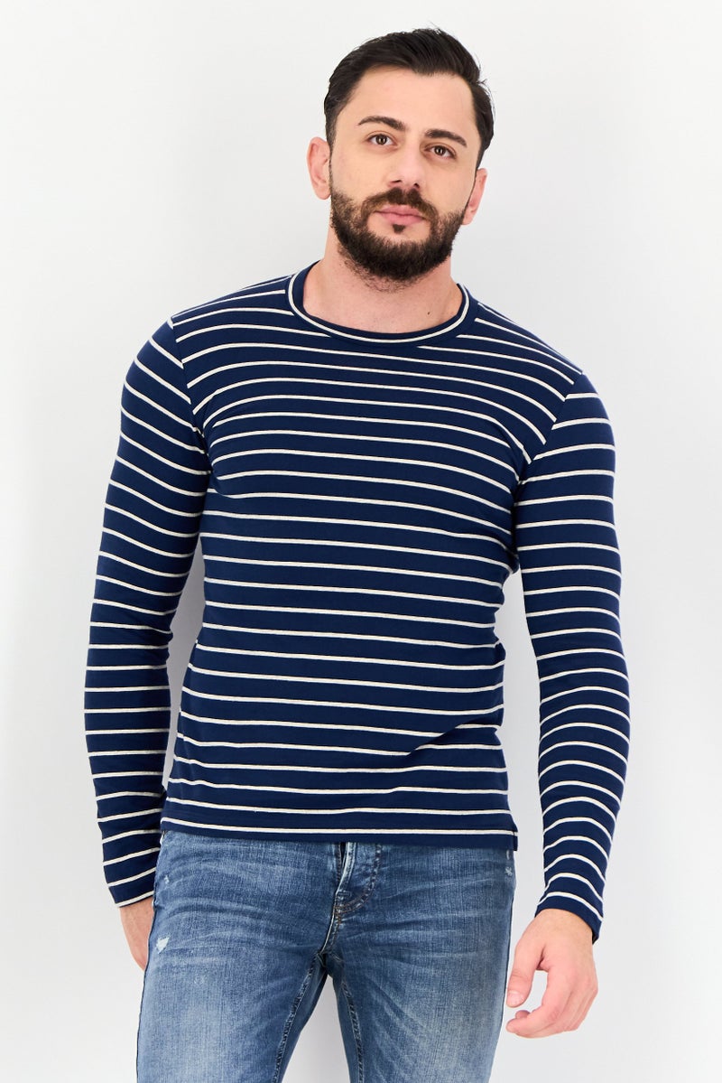 Celio Men Crew Neck Stripe Long Sleeve Sweatshirt, Multicolor - Image 1