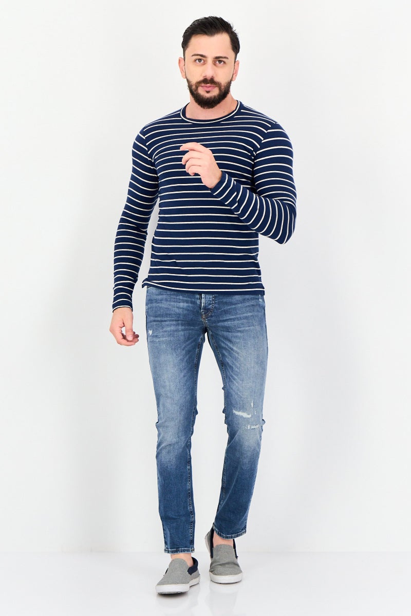 Celio Men Crew Neck Stripe Long Sleeve Sweatshirt, Multicolor - Image 3