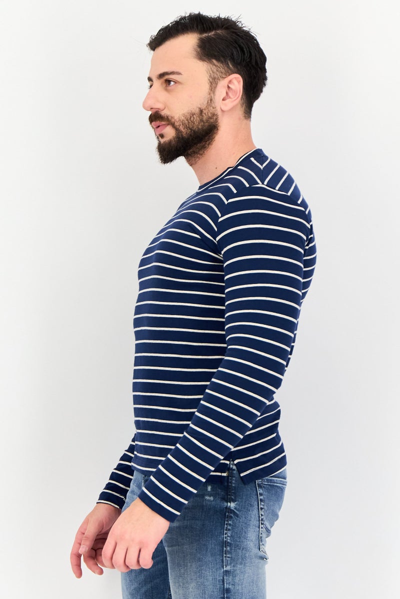 Celio سويت شيرت رجالي بأكمام طويلة وياقة دائرية مخطط، متعدد الألوان - Image 2