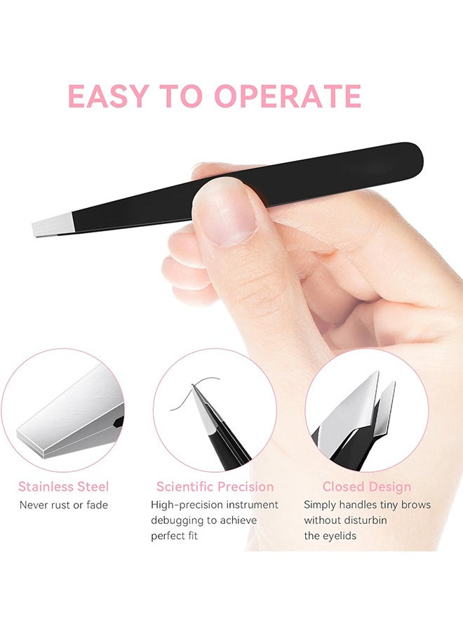 Depend Eyebrows Tweezers Set, 4 PCS Woman And Men Precision Eyebrow Tweezers Set With Travel Case, For Ingrown Fine Hair Removal, Splinter Blackhead Remover Gifts (Black)  - Image 5