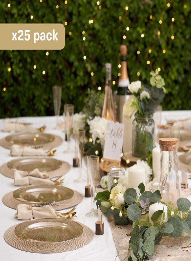 MATANA 25 Reusable 10 Inch Clear Plastic Party Plates Gold Glitter - Premium Heavy Duty Dinner Plates, Elegant Fancy Plastic Plates for Wedding, Bridal Shower, Birthday Party, Events & Picnic - Image 2