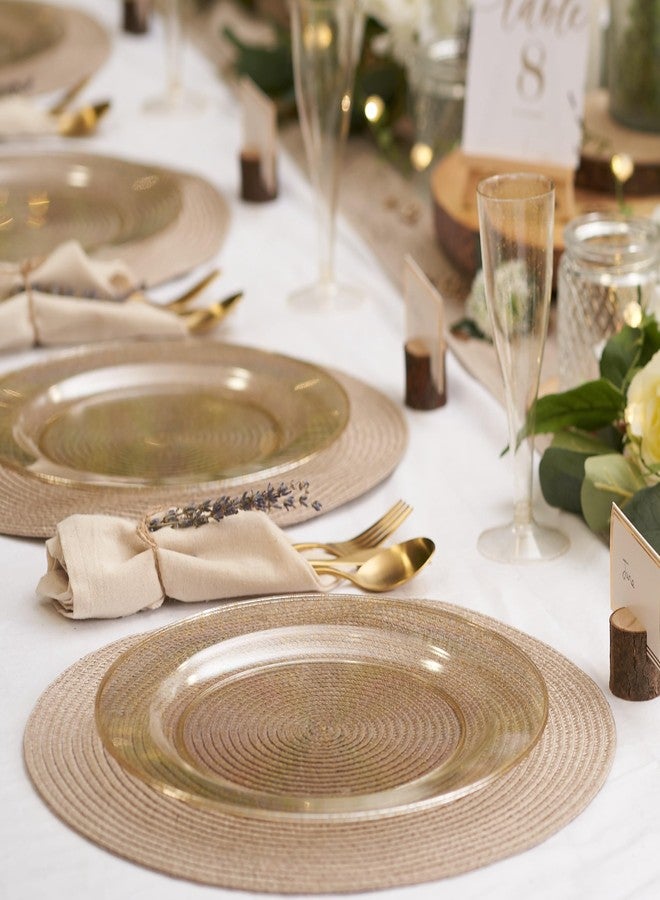 MATANA 25 Reusable 10 Inch Clear Plastic Party Plates Gold Glitter - Premium Heavy Duty Dinner Plates, Elegant Fancy Plastic Plates for Wedding, Bridal Shower, Birthday Party, Events & Picnic - Image 5