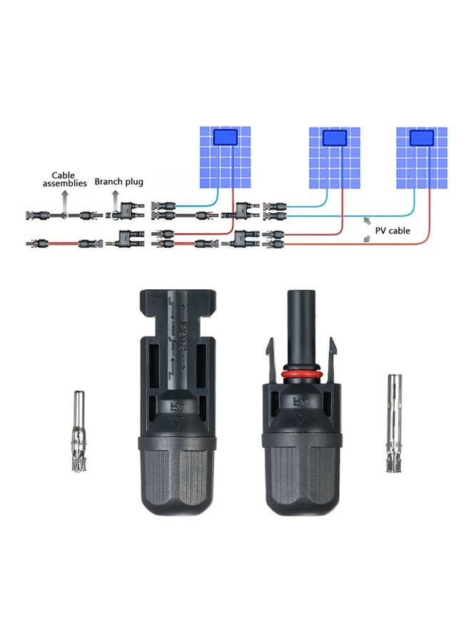 NIBEMINENT 20-Pairs Male/Female Solar Panel Cable Connectors with Spanner Assembly Tool For PV System Black/Silver/Blue - Image 4