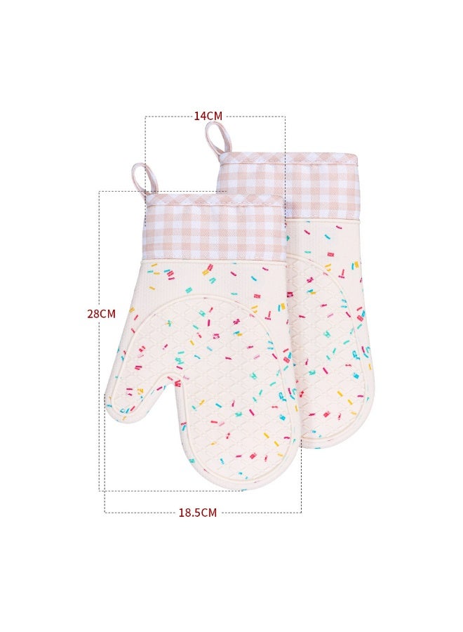 Heat Resistant Silicone Shell Kitchen Oven Mitts, Set of 2 Oven Gloves for BBQ Cooking Set Baking Grilling Barbecue Microwave（white） - Image 3