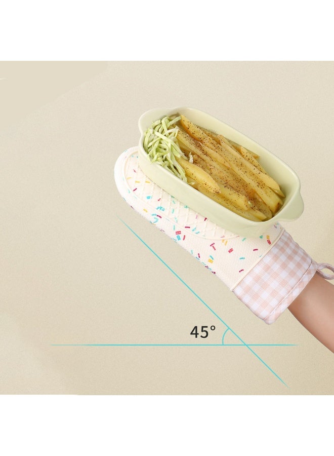 Heat Resistant Silicone Shell Kitchen Oven Mitts, Set of 2 Oven Gloves for BBQ Cooking Set Baking Grilling Barbecue Microwave（white） - Image 5