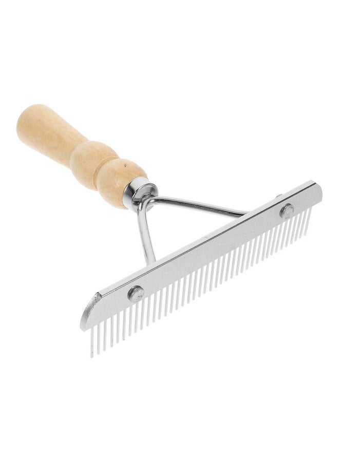 POPETPOP Horse Grooming Tool - Mane and Tail Comb with Wood Handle, Hair Brush, and Leather Cleaning Rake - Image 1