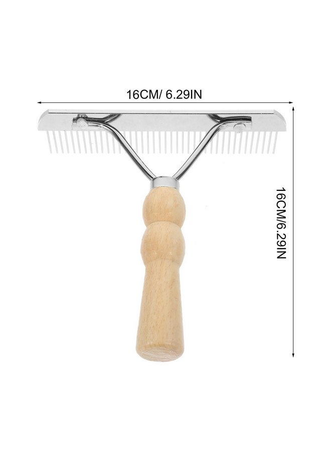 POPETPOP Horse Grooming Tool - Mane and Tail Comb with Wood Handle, Hair Brush, and Leather Cleaning Rake - Image 5