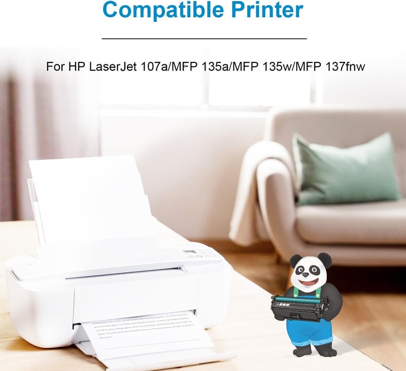 استا خرطوشة حبر 4 قطع 107A W1107A مع شريحة متوافقة مع طابعة HP LaserJet 107a MFP 135a 135W 137fnw W 1107 107 A طباعة مكتبية ناعمة وواضحة ممتازة أسود BK B K 135 137 - Image 2