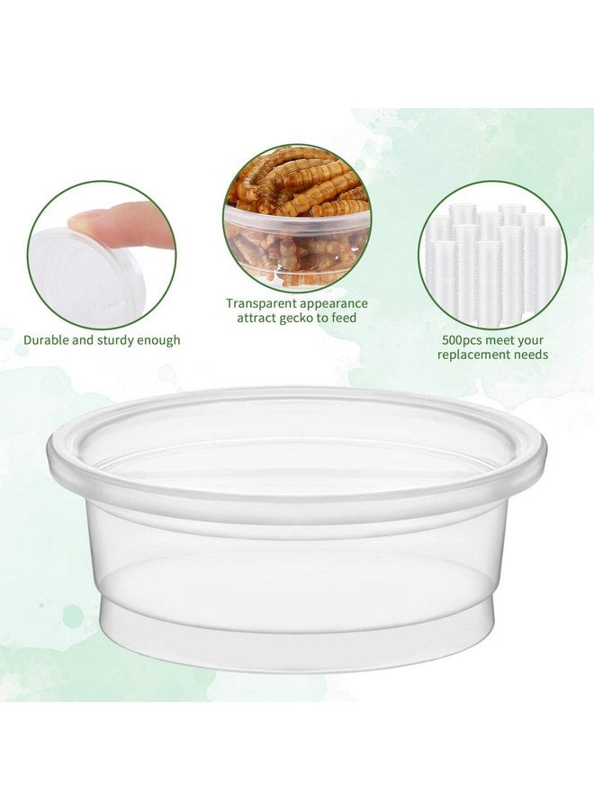 EBOOT 500 Pcs Gecko Food and Water Cups Small Plastic Feeder Cups Reptiles Accessories Reptile Water Bowl Gecko Food Cups Reptile Feeding Bowls for Gecko Lizards Tarantula and Other Small Pets (0.5oz) - Image 3
