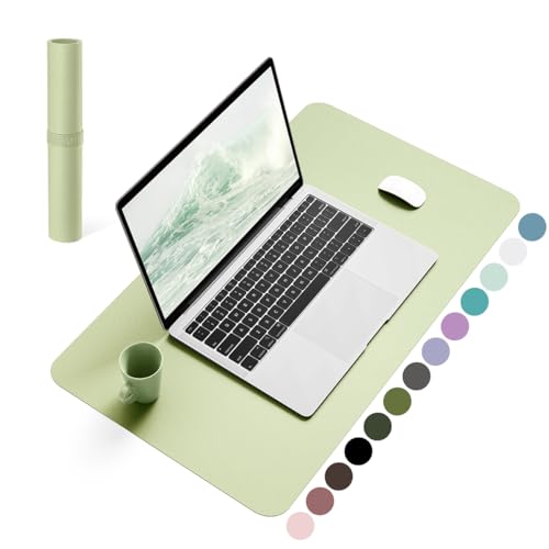 YSAGi NonSlip Leather Desk Pad Waterproof Laptop Computer Desk Keyboard Mat Table Protector Blotter Mat Large Mouse Pad for OfficeWorkHomeDecorMatcha Green 236 x 137 - Image 1