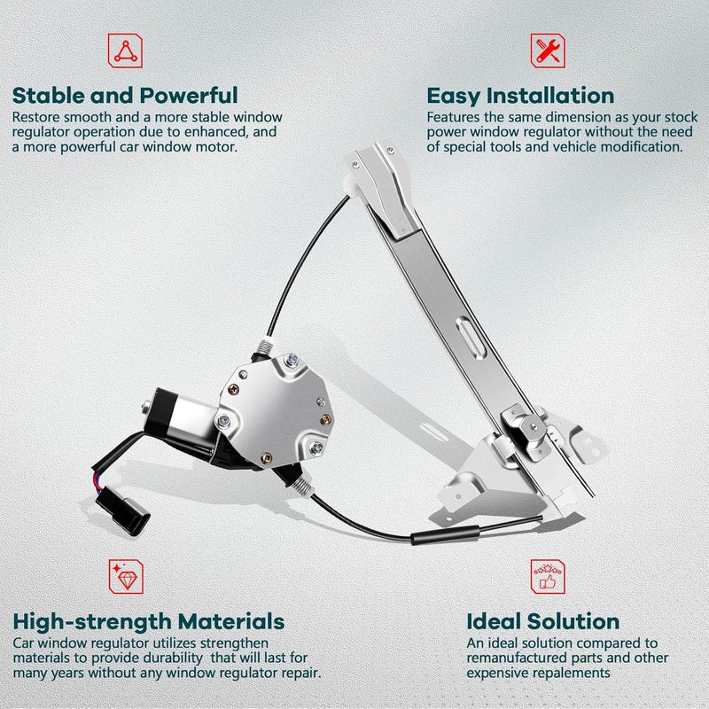 FINDAUTO Power Window Regulator with Motor for Chevy Impala (2006-2015) - Rear Left Driver Side - Image 2