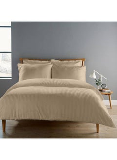Rest Striped Duvet Cover 6Pc Set Light Brown Queen Cotton Microfiber Blend Includes 1 Duvet Cover, 220X240Cm 1 Fitted Sheet, 180X200+30Cm 2 Pillowcases ,50X75+5Cm 2 Pillow Sham ,50X75+15Cm  - Image 2