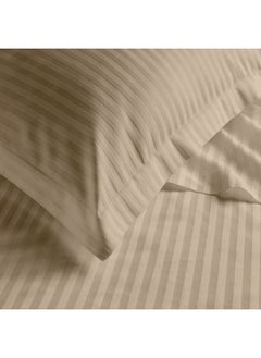 Rest Striped Duvet Cover 6Pc Set Light Brown Queen Cotton Microfiber Blend Includes 1 Duvet Cover, 220X240Cm 1 Fitted Sheet, 180X200+30Cm 2 Pillowcases ,50X75+5Cm 2 Pillow Sham ,50X75+15Cm  - Image 4