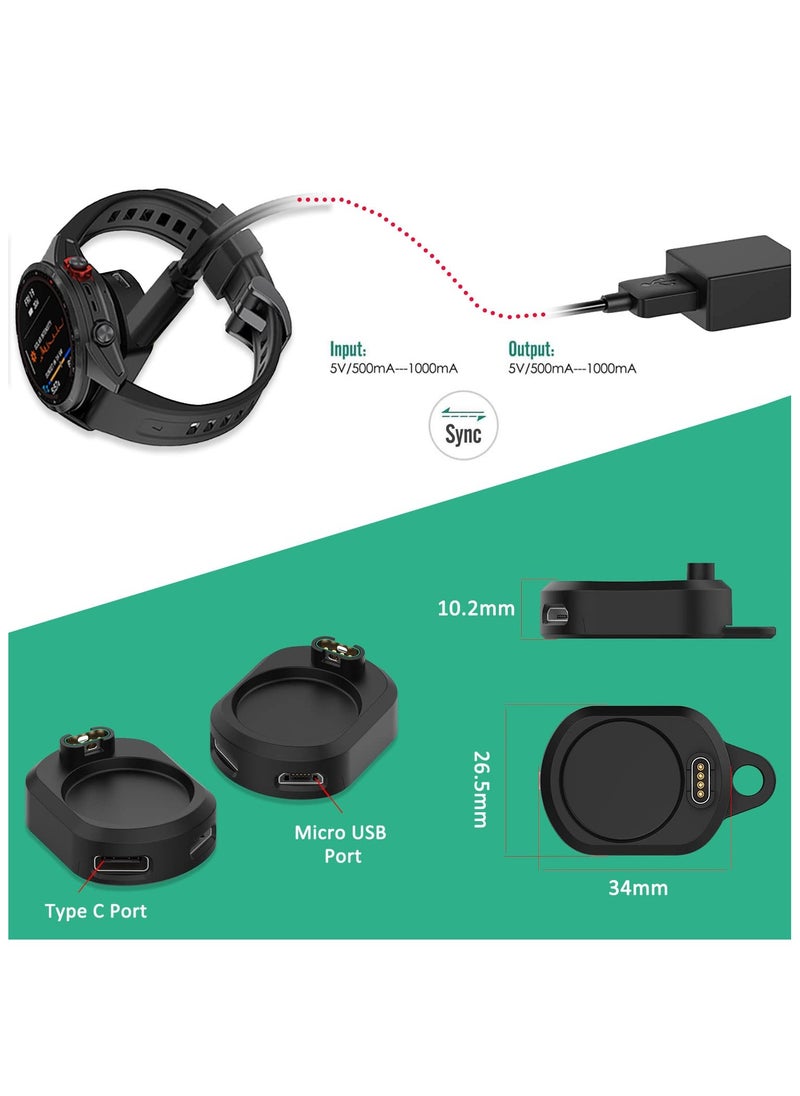 سيوسي محول قاعدة شحن لساعة Garmin، USB C وMicro USB Watch شاحن محول موصل محول قاعدة توصيل، متوافق مع Fenix، Instinct، Tide، التكتيكية، Forerunner، والمزيد من السلاسل  - Image 4