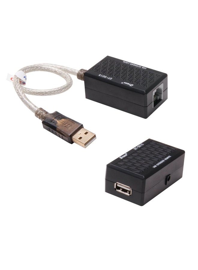 DTech USB to RJ45 Extender over Cat5 Cat5e Ethernet Cable Extension Adapter Set Connection up to 200ft - Image 1