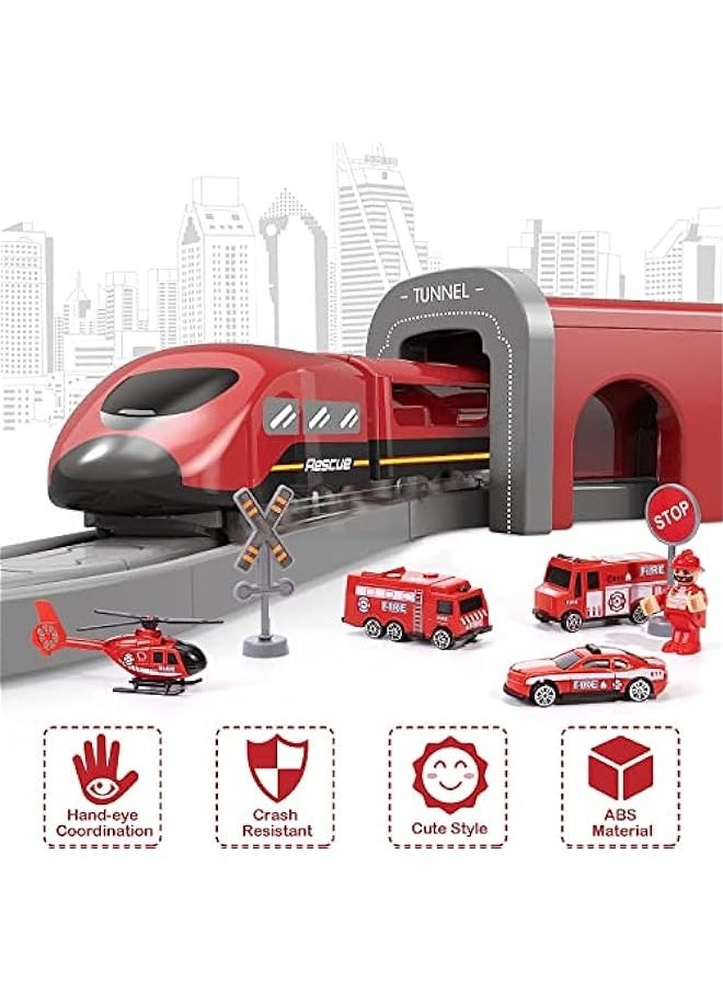 DURKU - Battery Operated Train Set for Kids - 66 Pcs Electric Railway Tracks Playset with Toy Cars - Perfect Gift for Boys and Girls Ages 3-7 - Image 1
