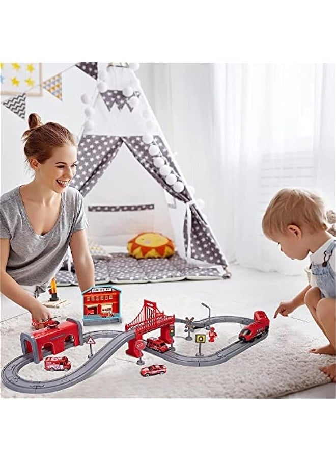 DURKU - Battery Operated Train Set for Kids - 66 Pcs Electric Railway Tracks Playset with Toy Cars - Perfect Gift for Boys and Girls Ages 3-7 - Image 1