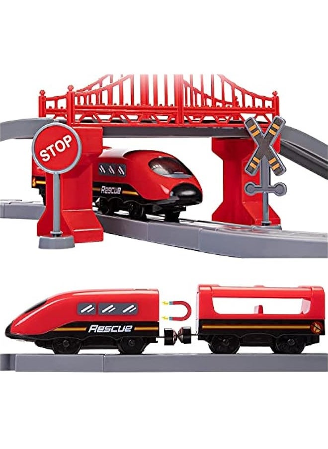 DURKU - Battery Operated Train Set for Kids - 66 Pcs Electric Railway Tracks Playset with Toy Cars - Perfect Gift for Boys and Girls Ages 3-7 - Image 1